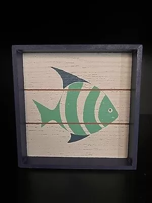 Green And Blue Fish Wooden Home Decor - 6.5 In X 6.5 In X 6.5 In • £3.85