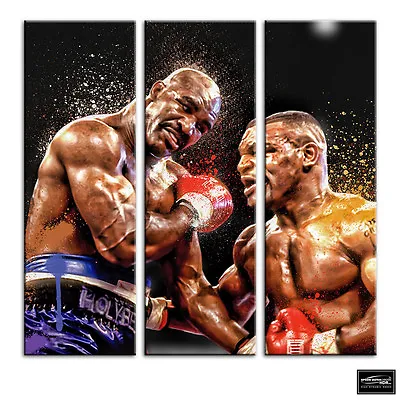 Mike Tyson Holyfield   Sports BOX FRAMED CANVAS ART Picture HDR 280gsm • £34.99