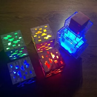 Minecraft Ore Block Night Light Interactive Lamp - Diamond/Redstone/Gold/Emerald • $28.99