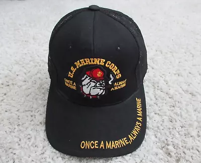 Marines USMC Hat Mens Black Bulldog ONCE A MARINE ALWAYS A MARINE Baseball Cap • $5.99