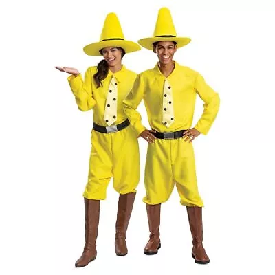 Adult Curious George Man In Yellow Jumpsuit Hat Unisex Mom Dad Halloween Costume • $68.09