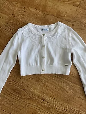 Mayoral White Cropped Cardigan Sweater 6 Years • $12.95