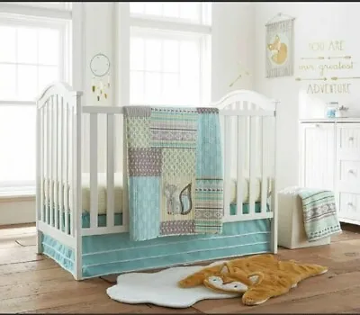 $72.99 • Buy Levtex Baby Little Arrow 4 Piece Crib Bedding Set Aqua, Green, Yellow And Grey