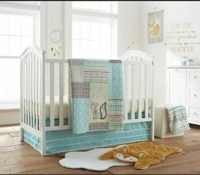 Levtex Baby Little Arrow 4 Piece Crib Bedding Set Aqua Green Yellow And Grey • $72.99