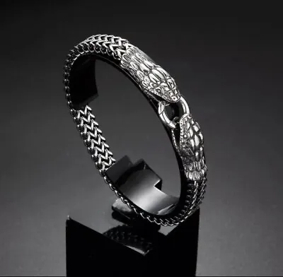 £9.88 • Buy Mens Designer Bracelets For Men Boy Son Silver Color Snake Retro Punk Rock Gifts