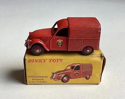 £39.99 • Buy French Dinky 25d - Citroen 2cv Fire Service Van + Original Box (1958-1959)