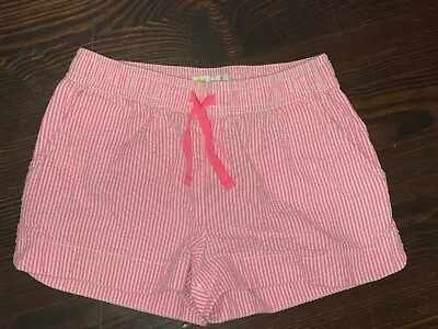 Girls Mini Boden Pink Seersucker Striped Heart Pocket Shorts Size 7 Years EUC • $14.99