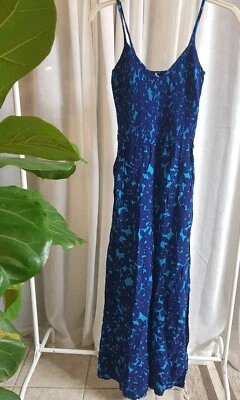 $15 • Buy Marcs Women's Blue Floral Jumpsuit Size 8