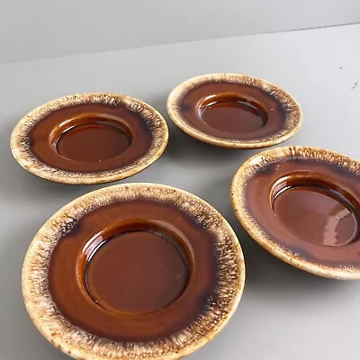 Vintage McCoy Salt Glaze Brown Drip - 6” Coffee Mug Saucers - Set Of 4 • $14.97