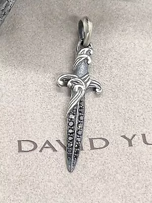 David Yurman .925 Sterling Silver Men's Waves Dagger Amulet With Black Diamonds • $199.99