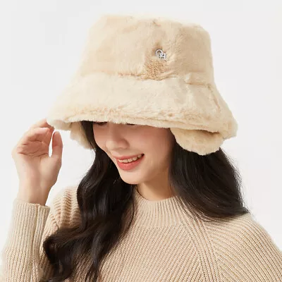 OhSunny Winter Women Faux Fur Rabbit Bucket Hats With Detachable Earmuff 54-58cm • $6.99