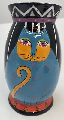 $13.50 • Buy Vintage 6  Laurel Burch Ceramic Vase Blue Cat Ganz