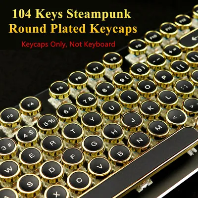 Steampunk Round Plated Typewriter Keycap OEM For Cherry MX Mechanical Keyboard • $28.88