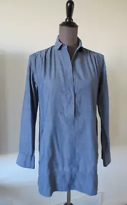 J. Crew Blue Long Sleeve Collared Pullover Tunic Shirt Top Blouse - XS / S • $14.99