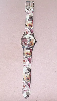 Wristwatch Floral Victorian Look Band And Matching Face Running New Battery! • $5