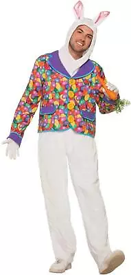 Easter Bunny Rabbit Costume Hood & Pants With Jelly Bean Print Jacket Adult STD • $48.95