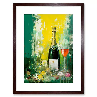 Bubbly Pink Champagne Sparkling Wine Celebration Framed Art Print Picture 12X16 • £26.99