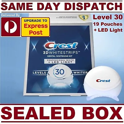 $88.95 • Buy Crest 3D Teeth Whitening 19 Pouch Box LEVEL 30 ➜ PROFESSIONAL WHITE + LED LIGHT!
