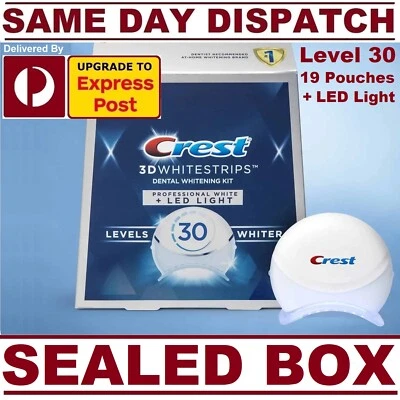 $98.95 • Buy Crest 3D Teeth Whitening 19 Pouch Box LEVEL 30 ➜ PROFESSIONAL WHITE + LED LIGHT!