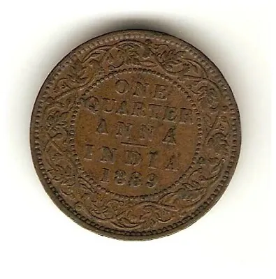 1889 INDIA BRITISH Coin 1/4 ANNA - QUEEN VICTORIA • $25