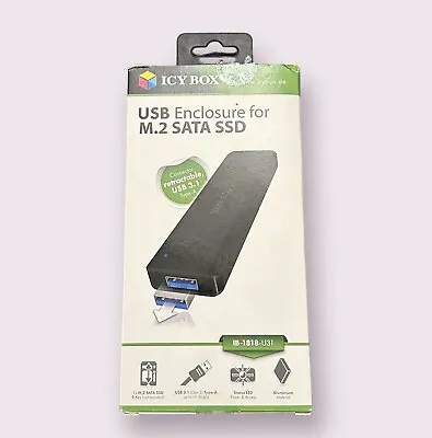 RAIDSONIC Geh. IcyBox USB3.1 (Gen2) M.2 SATA SSD Key-B Alu Grau IB-1818-U31 • £31.50