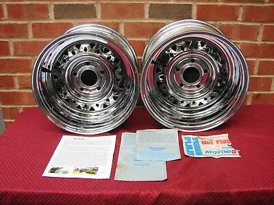 Vintage Motor Wheel Corp Hot Flash 15x8 4x4.75bc Chrome Reverse Wheels • $1000