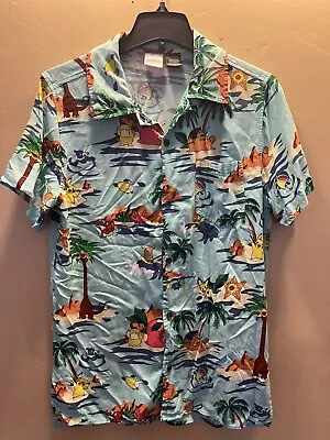 Pokémon Island Life Button Up S/S Shirt Blue/Multi Adult Size M • $13