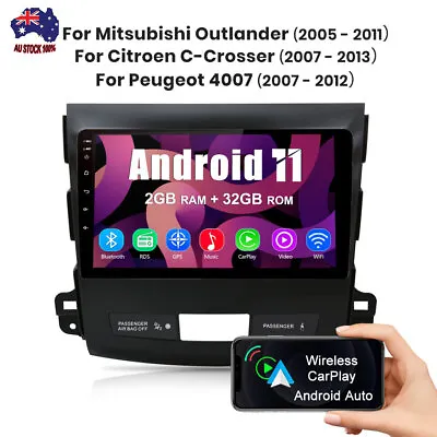 $255.99 • Buy For Mitsubishi Outlander Xl 2 2005-2011 9  Head Unit Radio GPS WIFI 2GB+ CarPlay