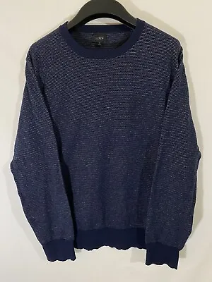 J.Crew Sweater Mens Large Blue Waffle Knit Cashmere Blend Pullover Long Sleeve • $34.99