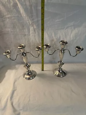 Vintage Pair Sterling Silver Crown Candelabra Candlestick Holders Convertible • $235