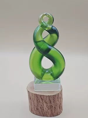 Vintage Murano Art Glass Green Swirl Twist Sculpture Paperweight  • $0.99