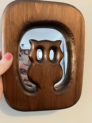 Vintage Wooden Owl Wall Mirror. 9”x7”. Mid Century Modern. • $20