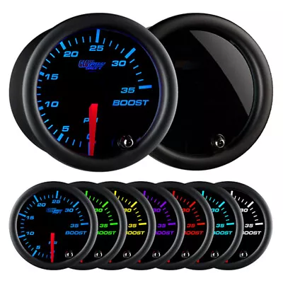 New! GlowShift 52mm Smoked 7 Color Turbo 35 PSI Boost Gauge Meter Kit • $48.99