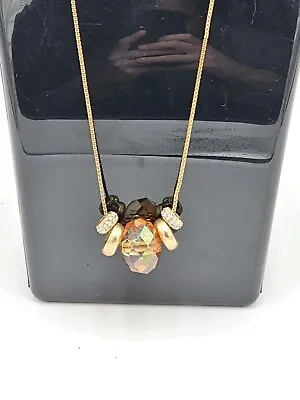 Vintage Citrine & Diamond Gold Necklace 18  (Eric Andrews) • $100