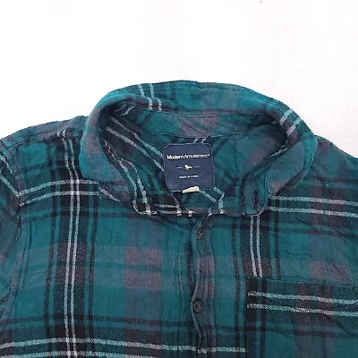 Modern Amusement Tartan Flannel Casual Button Up Shirt Mens Size M Green Black • $17.99