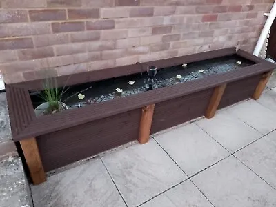 Long Rectangular Garden Pond W/ Seat Raised Water Feature 235x50x42cm Ready2Use • £379