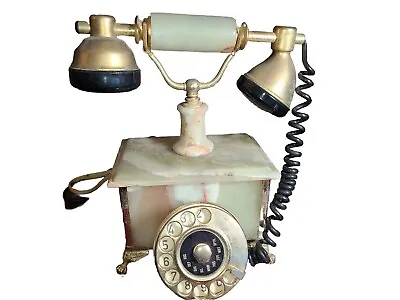 Vintage Rotary Marble Onyx Bronze Telephone Land Line Made In Italy By F.A.T.A.P • $55