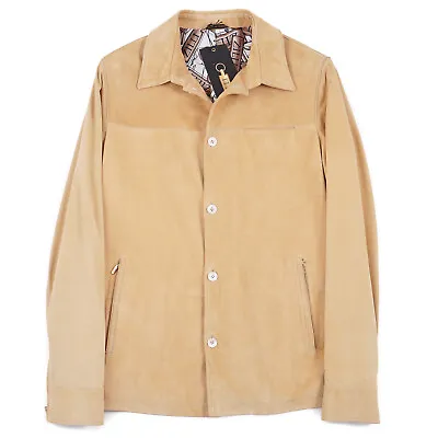 Zilli Trim-Fit Tan Soft Calf Suede Leather Shirt-Jacket L (Eu 54) NWT • $2995