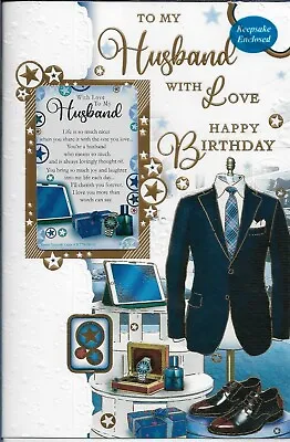 £3.15 • Buy To My Husband With Love Birthday Card. Large 9  X 6 . With Keepsake Card.