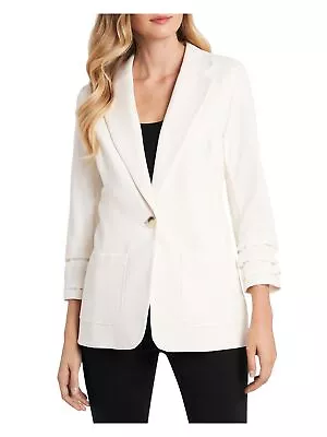 VINCE CAMUTO Womens Ivory 3/4 Sleeve Notched Collar Button Blazer Jacket L • $18.99