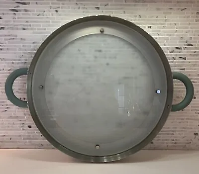 MICHAEL GRAVES Post Modern Round Serving Tray Frosted Glass Stainless Steel Blue • $49.99