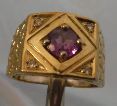 Sterling Silver Gold Plated PURPLE Mystic TOPAZ Nugget Style RIng Size 8.5 GK • $30