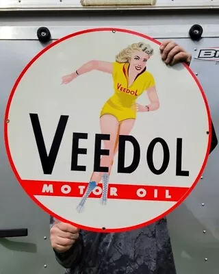 Vintage 24  Veedol Motor Oil Porcelain Gas Sign Estate Item From The 1970's • $247.50