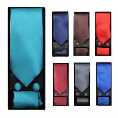 £8.99 • Buy Tie Set For Mens Gift Box 3 Piece Necktie Cufflinks Pocket Square Wedding Party
