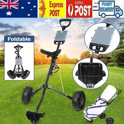 Foldable Golf Buggy Trolley Cart Push Pull 2 Wheels Aluminum Cart • $88.99