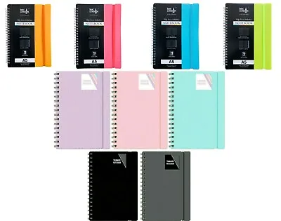 £2.99 • Buy A4 / A5 Note Pad Spiral Poly Pastel Banded Twinwire Notebook Sheet Lined
