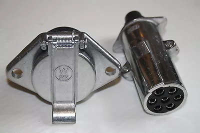 7 Pin PLUG & SOCKET 24N TRAILER CAR VAN CARAVAN TOWING METAL 24V • £17.99