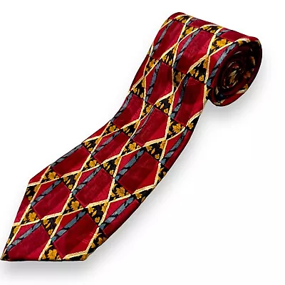 Boutique Mens 100% Silk Dress Tie Made In Spain Geometric Print 58  4  • $30