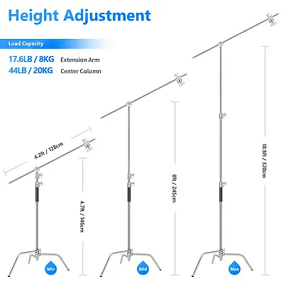 Neewer Heavy Duty C Stand With Boom Arm 11ft/331cm For Monolight Softbox • $199.99