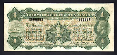 Australia R-23b. (1923) 1 Pound -  Miller/Collins.. George V Portrait..  Fine • $700